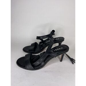 Coach Black Leather Open Toe Ankle Strap Heel Sandals Women Sz 7.5B US/38EU